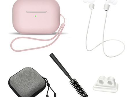 For AirPods Pro 2 6-in-1 Silicone Protective Cover + Anti-lost Rope + Storage Case + Brush + Watch Band Earbud Holder + Hand Rope Cheap