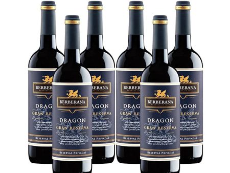 (Dividir x6 a 3.99) Berberana - Vino Tinto D.O Catalunya - Dragon Gran Reserva - Pack de 6 Botellas con un Formato de 75 cl - Envejecido en Barricas de Roble Francés - Apto para Veganos y Vegetarianos Sale