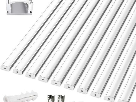 10 Pack Canal LED de aluminio, Homegoo 1m   3.3ft Tira de luz LED de aluminio en forma de U con cubierta blanca lechosa, tapas de extremo, clips de montaje y tornillos. Embalaje Deteriorado Sale