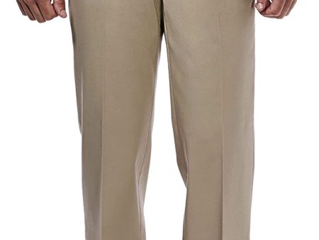 Haggar Men s Premium No Iron Classic Fit Casual Pants - Frontal Liso y Cintura Expandible - Beige - Talla 54 (44W x 29L) Online Sale