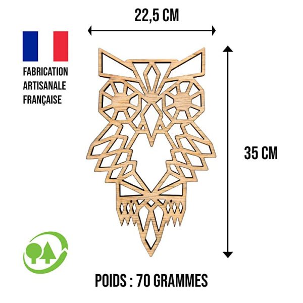 Chouette Hibou Design, Grande Taille, Fabrication Artesanal Française, Déco Mural Art, Mois 100% Naturel, Maison (Bois Okoumé Naturel, 35 cm) Embalaje Deteriorado on Sale